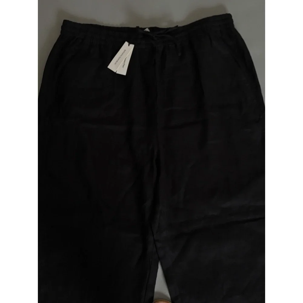 Banana Republic Women's Black Linen Pull On Ankle Pants Size XL 713472